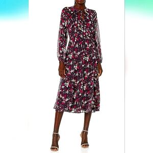 Chic Floral Long Sleeve Midi Dress NWOT